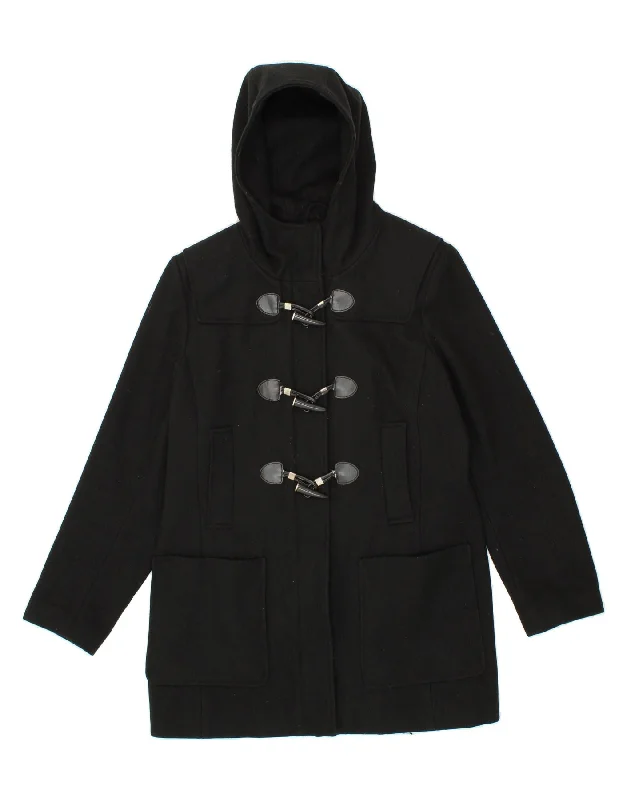 Women's Parka CoatsMICHAEL KORS Womens Hooded Duffle Coat UK 16 Large Black Wool