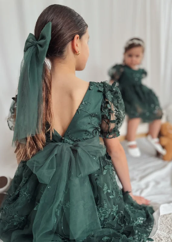 Women's Jumpsuits with Shawl CollarVienna Long Tulle Bow - Green