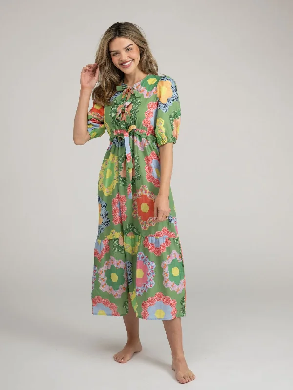 Women's Cold-Shoulder DressesKit Made Maxi Dress | Green Grandmother's Garden