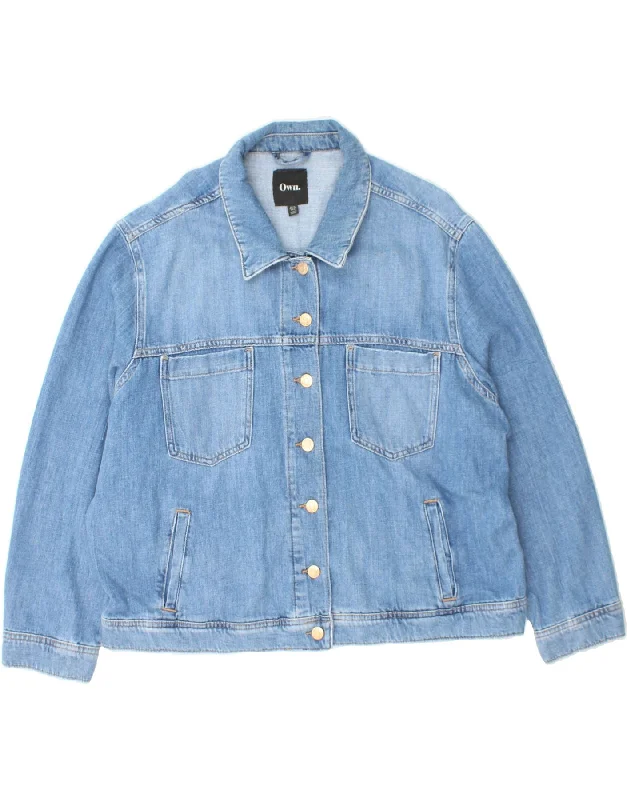 Women's Fur CoatsVINTAGE Womens Denim Jacket UK 20 2XL Blue Cotton