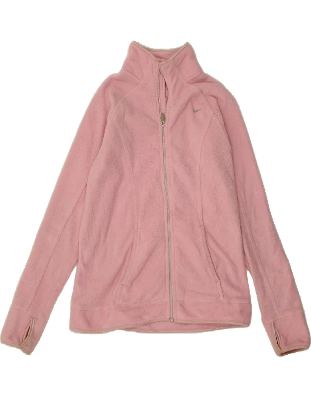 Women's Coats with Fur Trimmed CollarNIKE Womens Nike Therma Fit Fleece Jacket US 8/10 Medium Pink Polyester