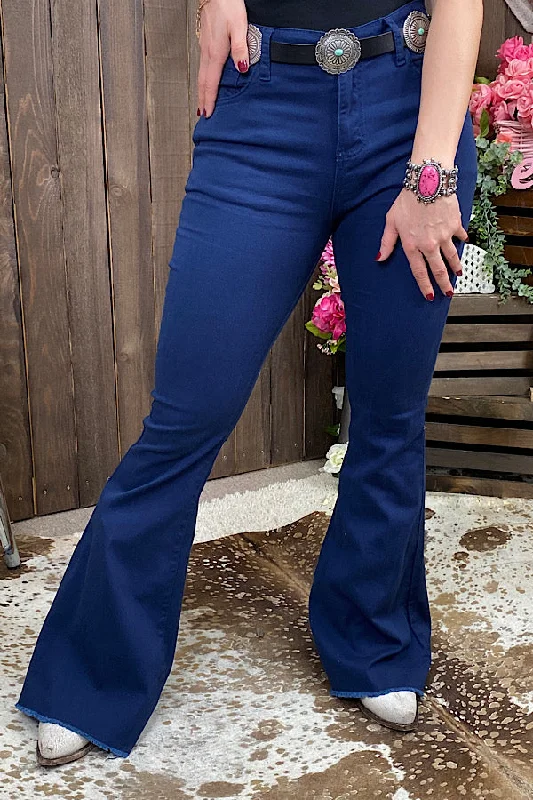 Women's Jodhpurs with Boat CollarJ182 Navy bell bottom pants