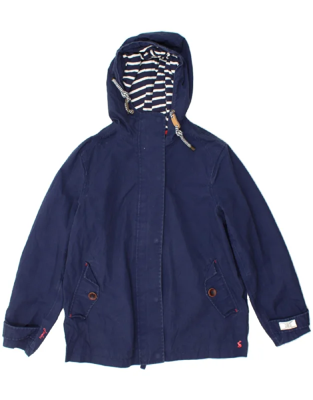 Women's Winter CoatsJOULES Womens Hooded Rain Jacket UK 12 Medium Navy Blue Cotton