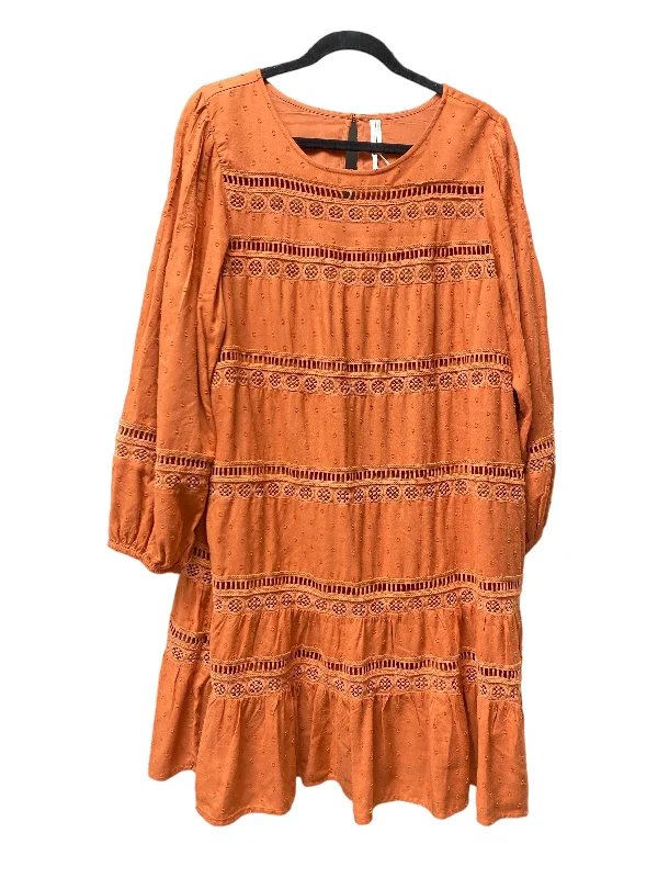 Women's Gathered DressesOrange Dress Casual Short Anthropologie, Size Xl