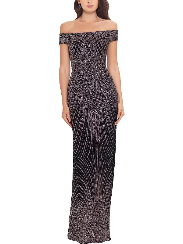 Women's Keyhole-Neck DressesWomens Glitter Sheath Evening Dress